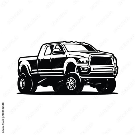 Dually truck lifted vector isolated. Pickup truck vector vector de ...