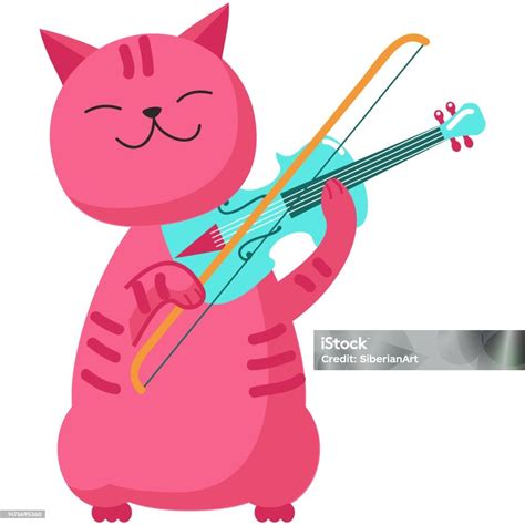 Cartoon Music Cat Playing Violin Vector Icon Stock Illustration - Download Image Now - Animal ...