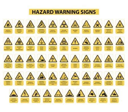 set of hazard warning signs on white background | Hazard sign, Warning signs, White background