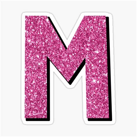 "Funky Pink Glitter Letter Initial M" Sticker for Sale by jeanlouise