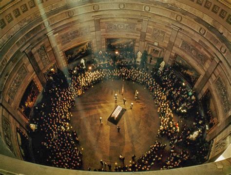 John F. Kennedy's coffin lies in state in the Capitol Rotunda, 1963 ...