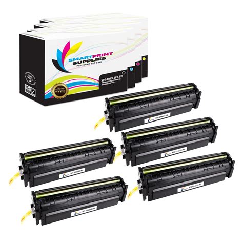 5 Pack HP 201X Premium Replacement (CMYK) High Yield Toner Cartridge by Smart Print Supplies ...