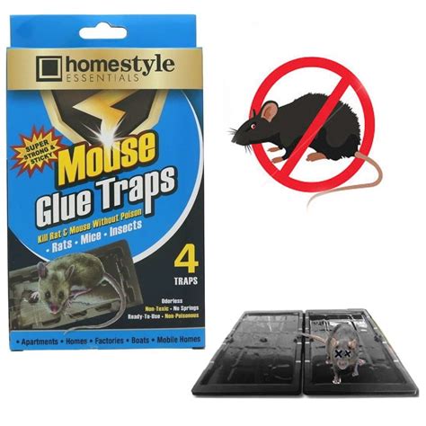 4 Rat Trap Snare Mouse Glue Traps Mice Rodent Super Sticky Boards ...