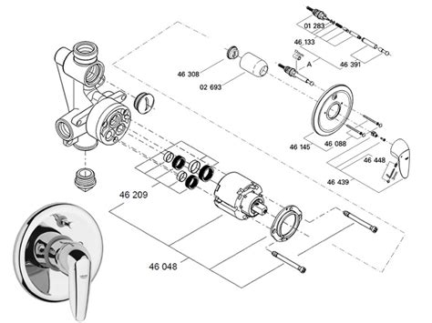 Grohe Eurodisc with diverter assembly shower spares and parts | Grohe 19548000 | National Shower ...