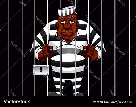 Cartoon prisoner behind bars in the prison Vector Image