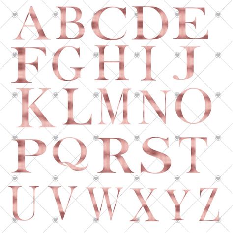 Rose Gold Alphabet/rose Gold Clipart/rose Gold Alphabet Digital/rose Gold Alphabet Clipart/rose ...