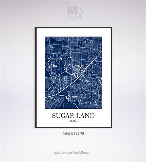 Sugar Land Sugar Land TX Map Sugar Land Modern Art Print | Etsy