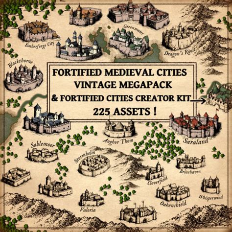 VINTAGE FORTIFIED MEDIEVAL CITIES AND TOWNS MEGAPACK - 225 ASSETS ...