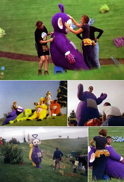 Behind the scenes of Teletubbies | Teletubbies, Funny images, Teletubbies costume