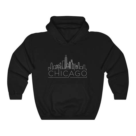 Chicago Hoodie, Adult Unisex Skyline Chicago, Illinois Sweatshirt ...