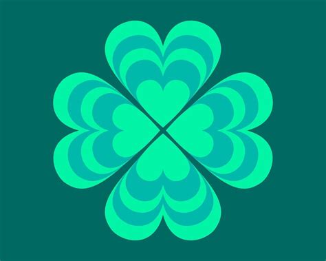 Layered Heart Green Four Leaf Clover Drawing 17038538 Vector Art at ...