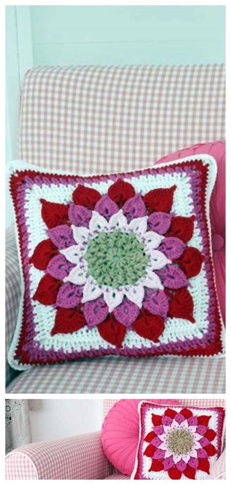 Crochet Pillow Flower Pattern