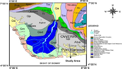 Geological map of Niger Delta showing the study area (modified after... | Download Scientific ...