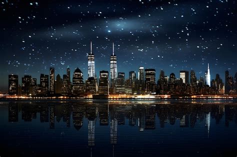 Premium AI Image | star filled night sky with the outline of the New York City skyline eternal ...