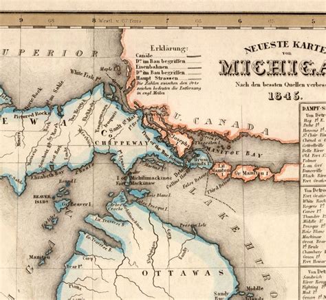 Old map of Michigan - Historical map restored - Wall map print on ...