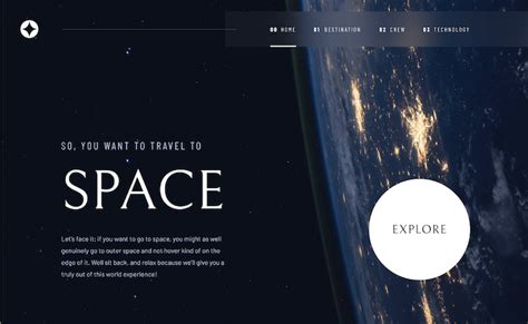 Build a space travel website from a Frontend Mentor design using HTML, CSS and JavaScript.