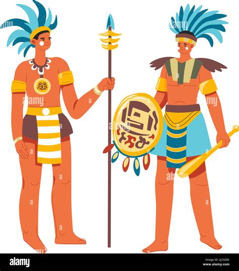 Mayan people, warriors with spear weapons vector Stock Vector Image & Art - Alamy