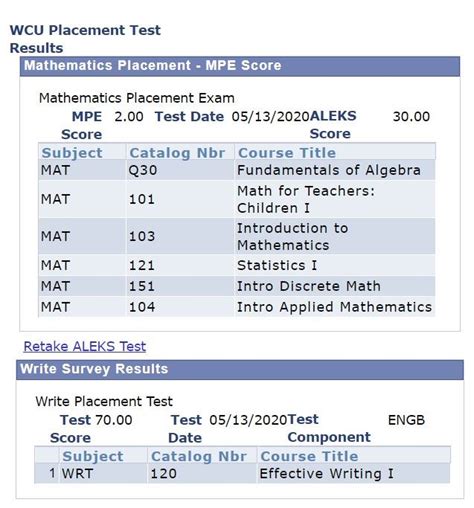 How to View Placement Scores - WCU of PA