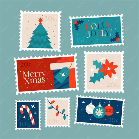 Free Vector | Christmas stamp collection in flat design