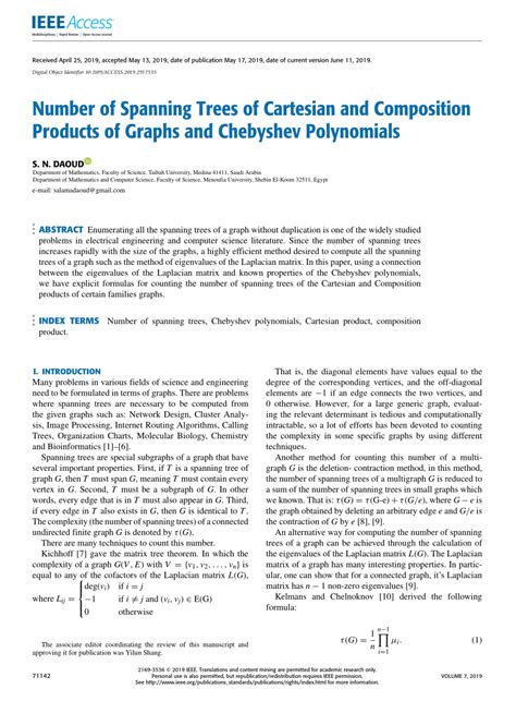 (PDF) Number of Spanning Trees of Cartesian and Composition Products of Graphs and Chebyshev ...