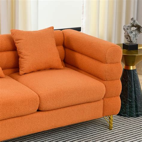 81.5" Oversized Corner Couch L-shape Teddy Fabric Sectional Sofa w ...