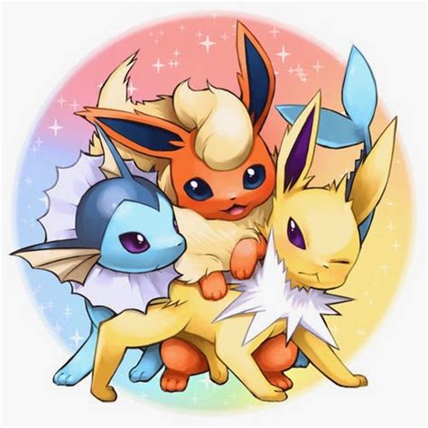 Vaporeon, Flareon, and Jolteon | Pokemon eeveelutions, Pokemon eevee evolutions, Cute pokemon ...