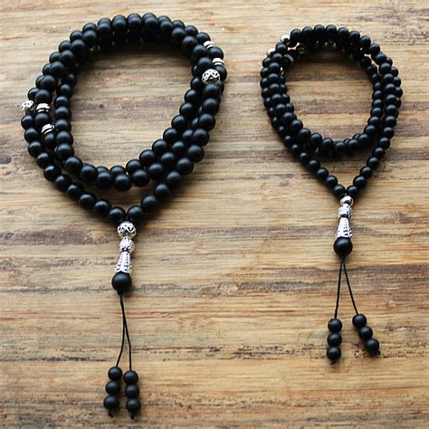 8mm and 6mm black beads with Alloy charm Shape 99 Prayer Beads Islamic ...