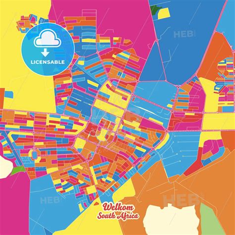 Welkom, South Africa Crazy Colorful Map Print Template in 2022 | Colorful map, Map poster, Map print