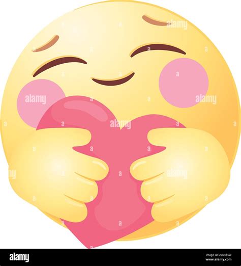 social media emoji hugging a heart vector illustration Stock Vector ...