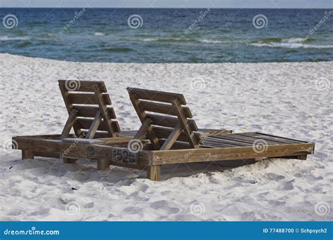 Beach Chairs with Ocean View Stock Photo - Image of seashore, ocean: 77488700