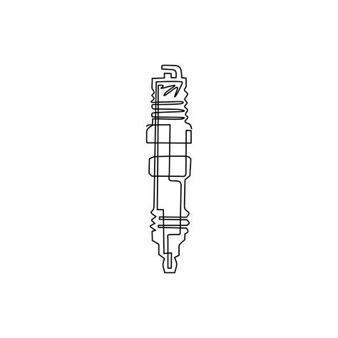 Single continuous line drawing spark plug icon. Vintage auto emblem. Emblem template. Design ...