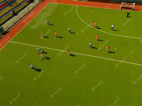 Premium Photo | Aerial view of grass field for hockey