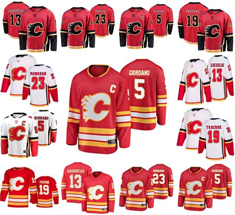 2020 Calgary Flames Jerseys Mens 5 Mark Giordano Jersey 19 Matthew Tkachuk 13 Johnny Gaudreau 23 ...