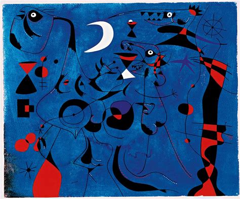 Figure di notte guidate da tracce fosforescenti di lumache, Joan Miró ...