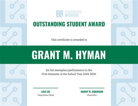 Outstanding Student Certificate Template | PDF Template