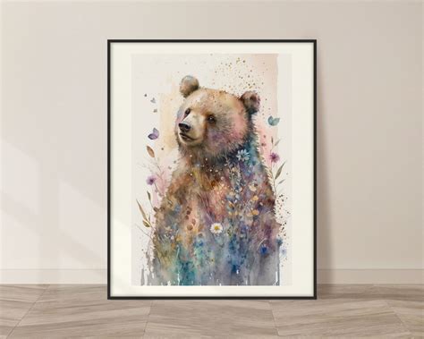 Bear Watercolor Art Print, Bear Painting Kids Wall Art Decor, Original Artwork, Wild Animals Art ...