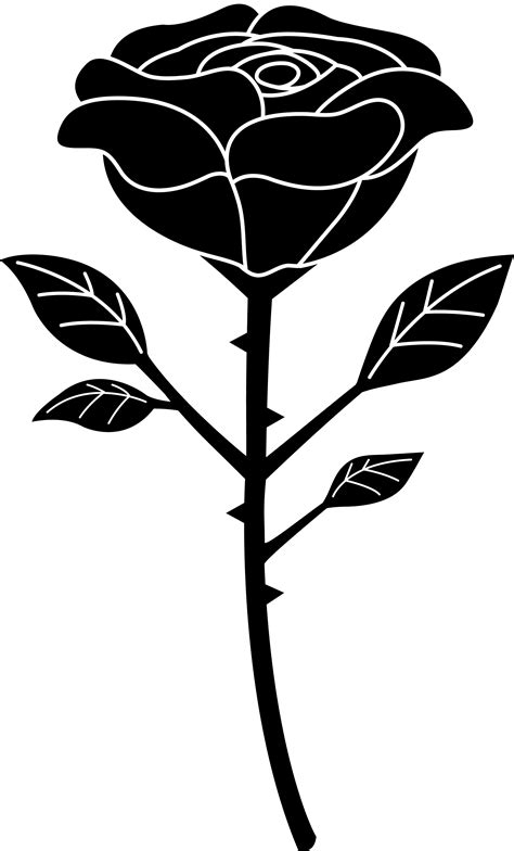 Black Silhouette of a Single Black Rose - Free Clip Art