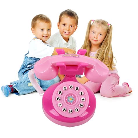 Pink Phone Toy Children Educational Emulational Plastic Phone Pretend ...