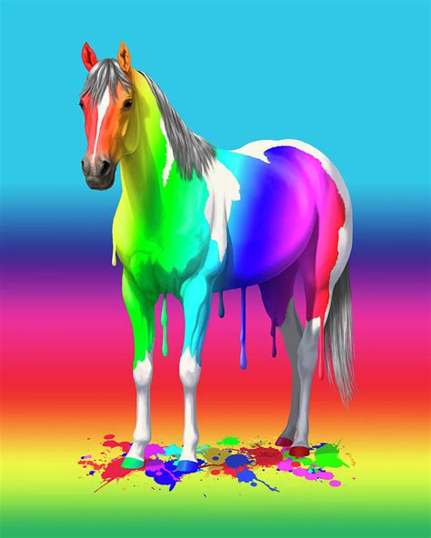 Colorful Rainbow Paint Horse Painting by Crista Forest - Pixels