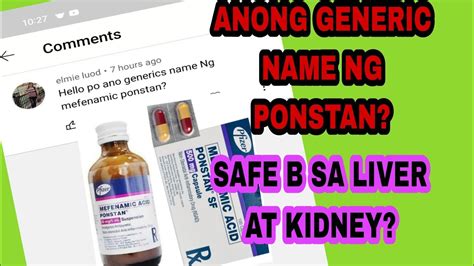 ANO ANG GENERIC NAME NG PONSTAN? | TEAM GONIDA | MEFENAMIC ACID - YouTube