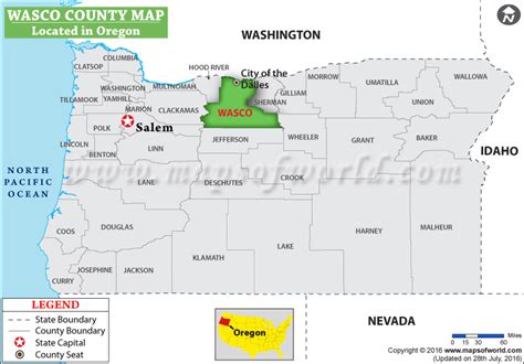 Wasco County Map, Oregon