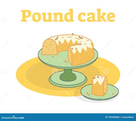 Pound Cake Chunks Isolated Hand Drawn Vector Line Illustration Old ...