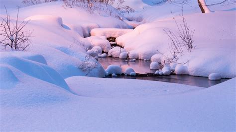 Snow and river, river, snow, winter, landscape HD wallpaper | Wallpaper Flare