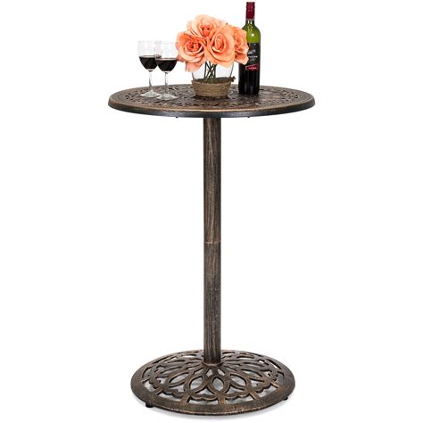 Small Bar Table Outdoor - Best Choice Products Outdoor Bar Height Cast Aluminum Round Patio ...