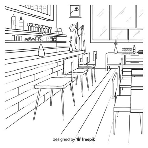 Download Modern Hand Drawn Restaurant Interior for free in 2021 | Interior design sketches ...