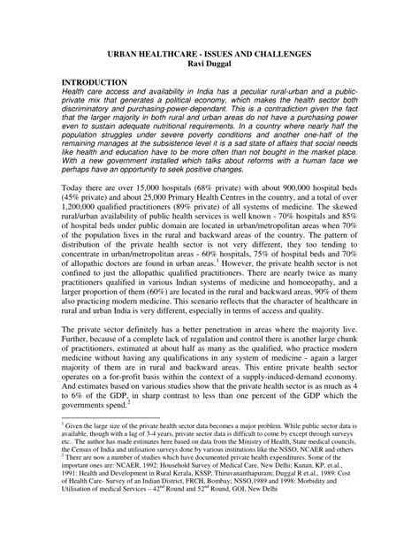 (PDF) Urban Healthcare: Issues and Challenges