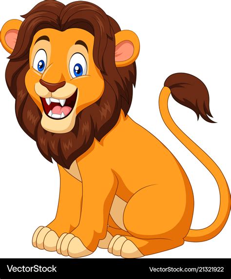 Cartoon happy lion sitting Royalty Free Vector Image