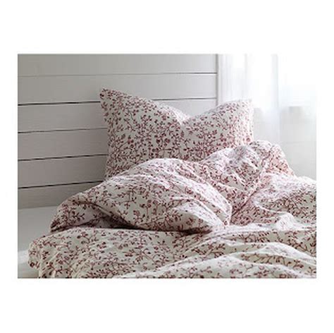 IKEA Alvine Trad QUEEN Full Double Duvet COVER Pillowcases Set WHITE DARK RED TRÄD New