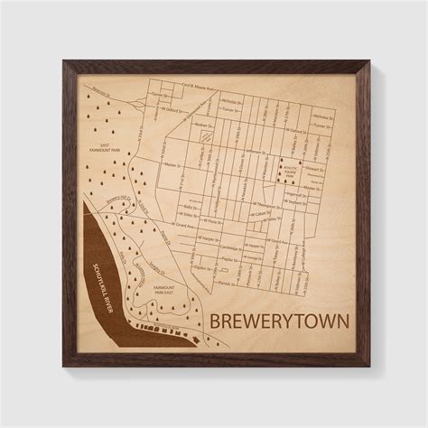 Brewerytown Map - Philadelphia Pennsylvania Neighborhood Map, Customizable Engraved Wood Map ...