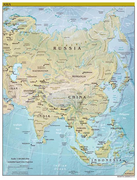 Asia large detailed political map with relief, all capitals and major cities | Vidiani.com ...